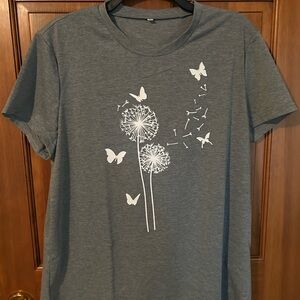 Dandelion & Butterfly Print T-shirt, Women’s